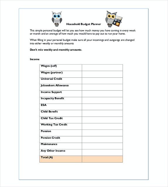 household budget planner