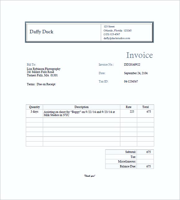 photography invoice templates pdf