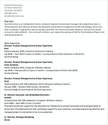 Director of Product Management Resume