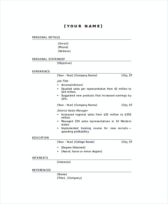 Elegenat Sales Manager resume template Format