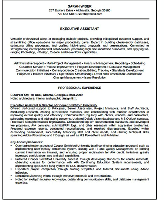 IT Executive Assistant resume template