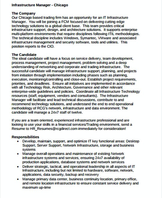 IT Infrastructure Director resume template