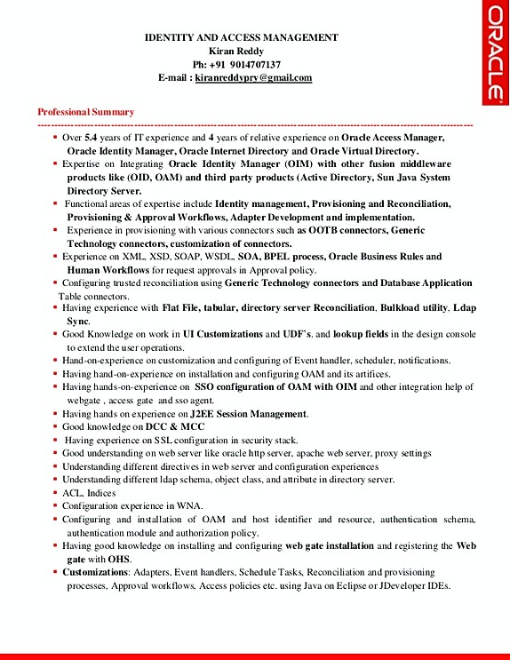 Identity and access management resume sample template