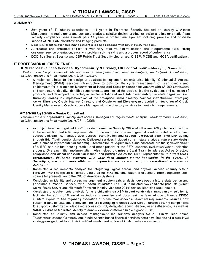 Identity and access management resume sample