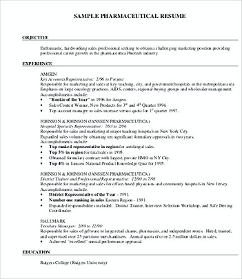 Pharmaceutical Product Manager Resume