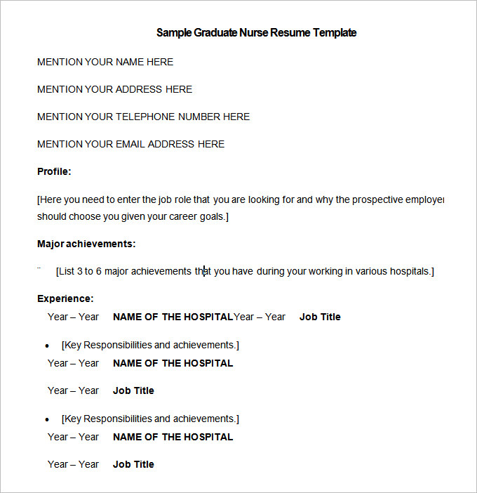 Sample Graduate Nurse Resume templates templates