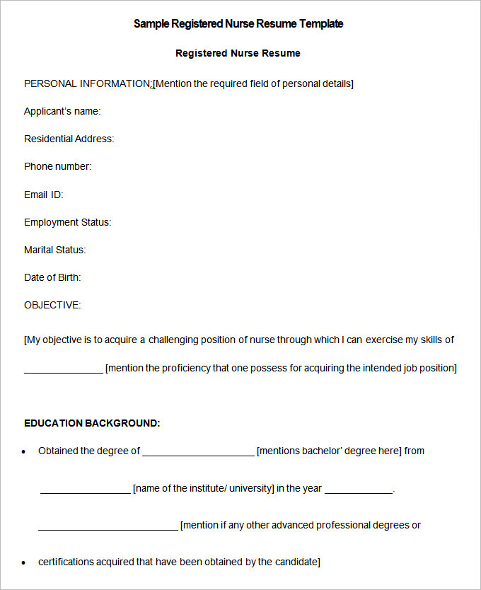 Sample Registered Nurse Resume templates