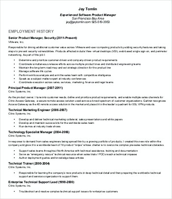 Senior Product Manager Resume