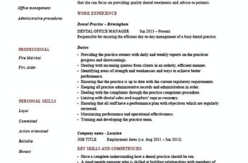 dental office manager resume template