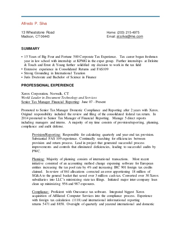 resume tax manager