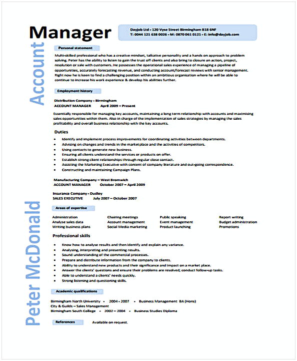 Account Manager Executive Account Manager Executive
