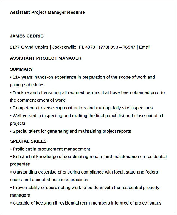 Assistant Project Manager Resume 1 Assistant Project Manager Resume 1