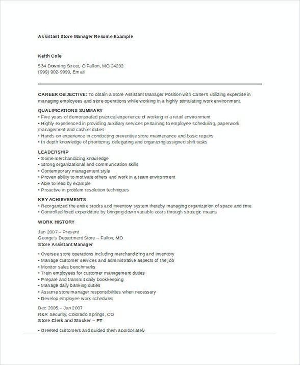 Assistant Store Manager Resume 1 Assistant Store Manager Resume 1