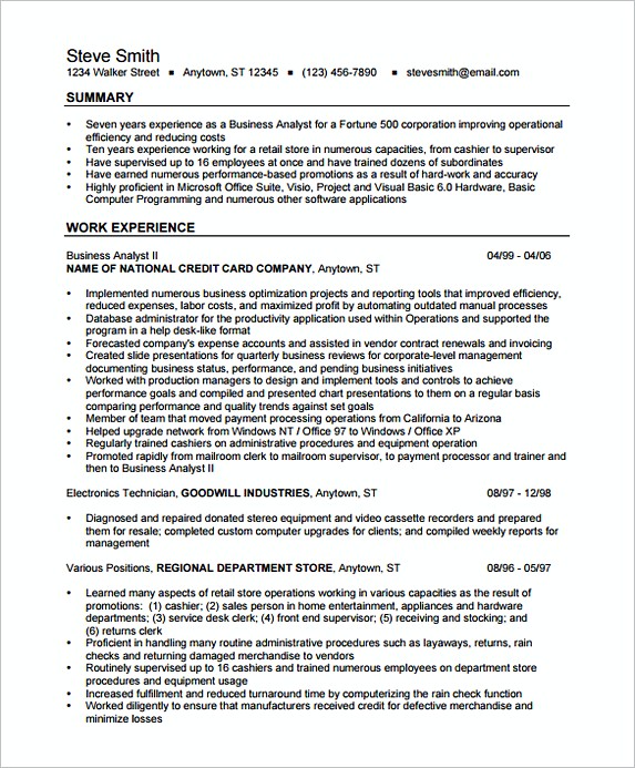 Business Analyst Resume Format Business Analyst Resume Format