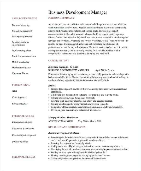 Business Development Manager Resume Business Development Manager Resume