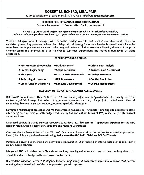 Certified Project Management Resume Certified Project Management Resume