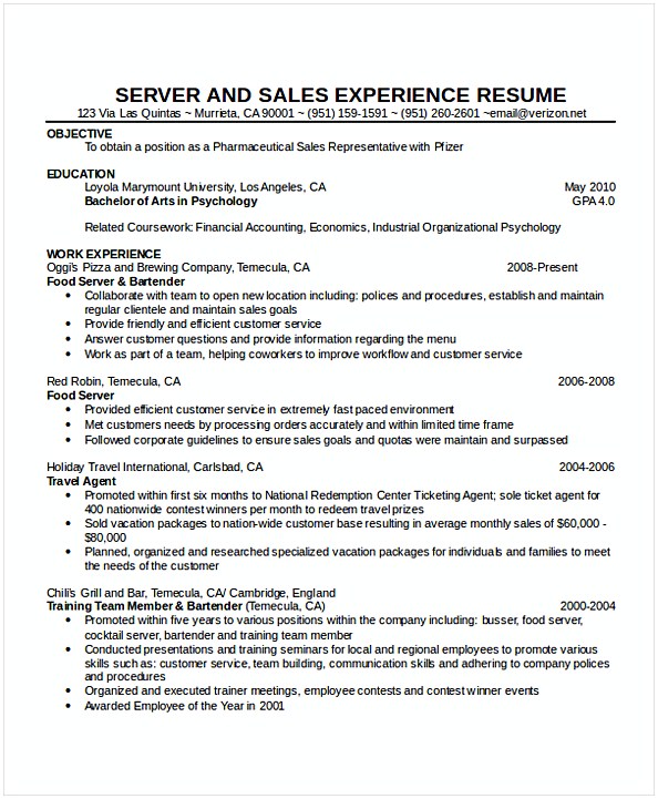 Cocktail Waitress Resume Cocktail Waitress Resume