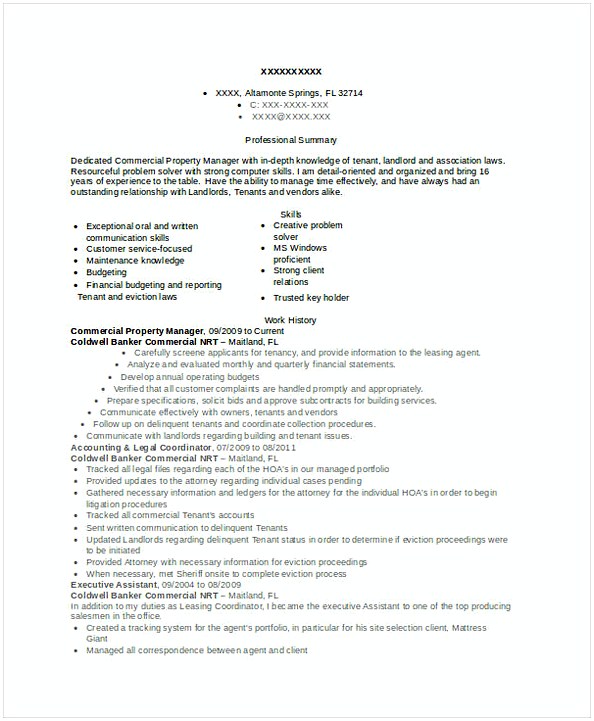 Commercial Property Manager Resume Commercial Property Manager Resume