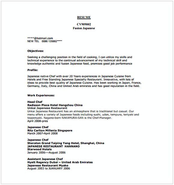 Commis Chef Resume Template Commis Chef Resume Template