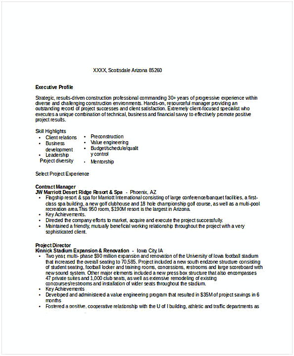 Construction Contract Manager Resume Construction Contract Manager Resume