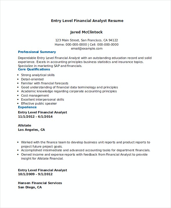 Download Entry Level Financial Analyst Resume Download Entry Level Financial Analyst Resume