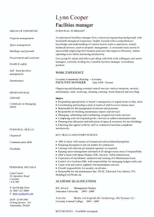 Facility Manager Resume sample Facility Manager Resume sample