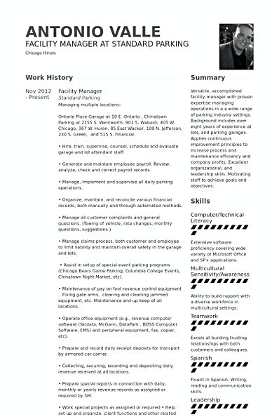 Facility Manager Resume template Facility Manager Resume template