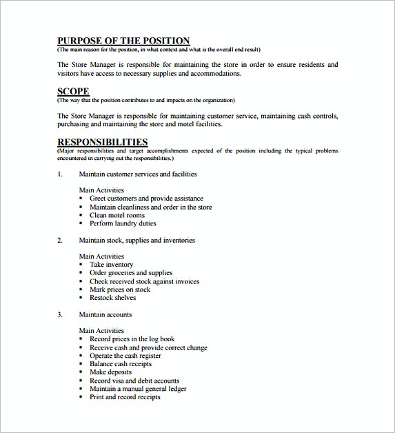 Free Store General Manager Job Description Template Free Store General Manager Job Description Template