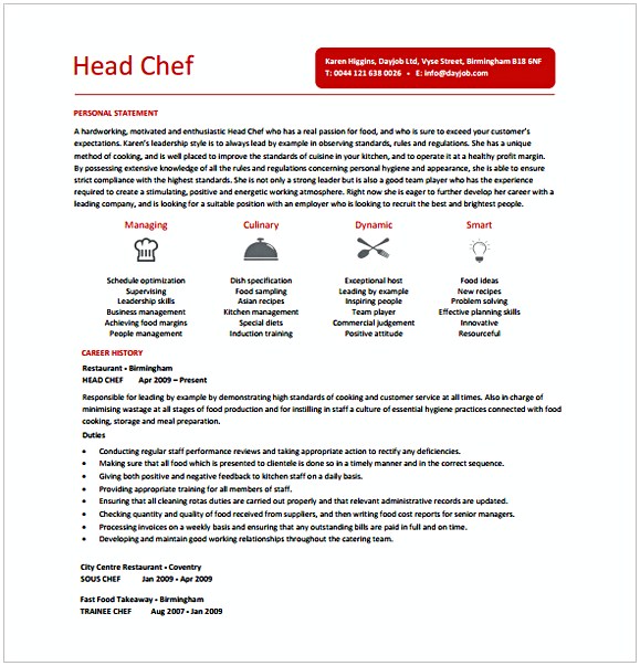 Head Chef Resume Head Chef Resume