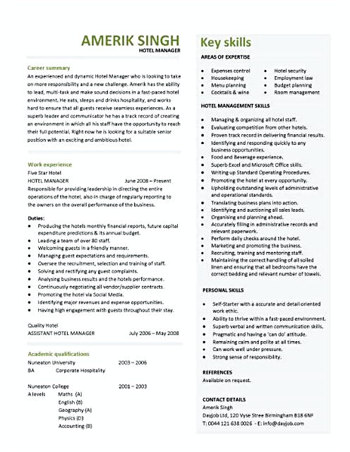 Hotel Manager Resume CV template Hotel Manager Resume CV template