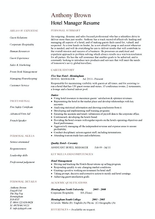 Hotel Manager Resume Hotel Manager Resume
