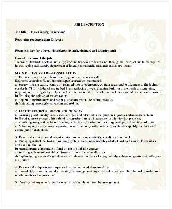 Housekeeping Supervisor Resume Housekeeping Supervisor Resume