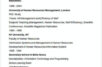 Human Resources Manager CV Example