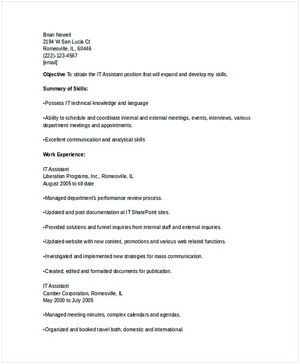 IT Executive Assistant Resume IT Executive Assistant Resume