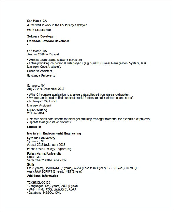 IT Software Developer Resume IT Software Developer Resume