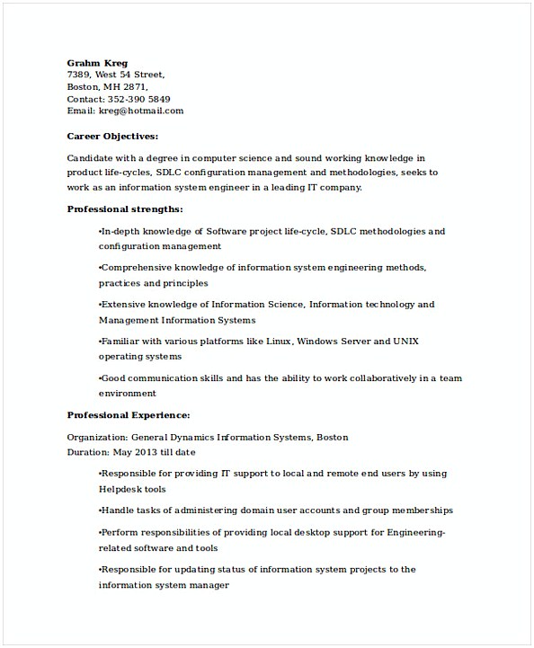 IT System Engineer Resume IT System Engineer Resume