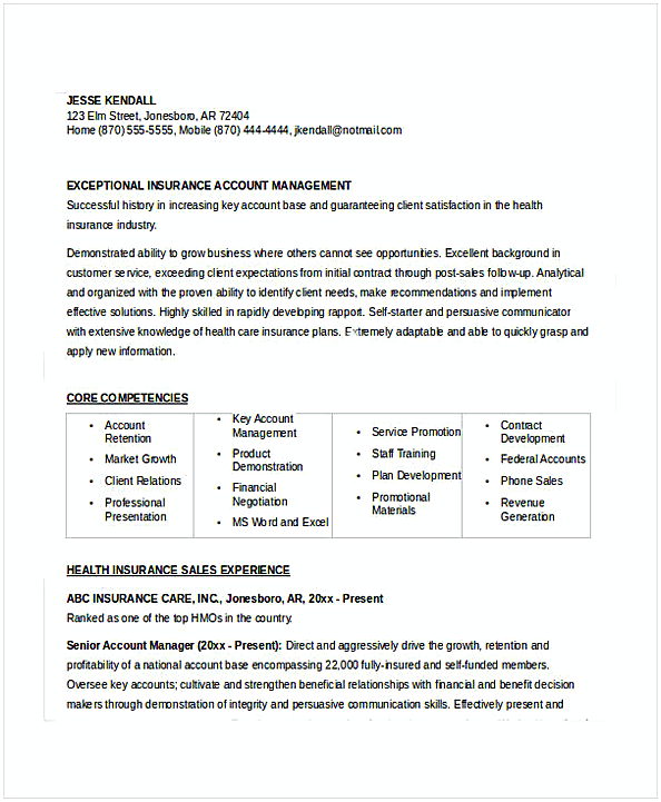 Insurance Account Manager Resume Insurance Account Manager Resume
