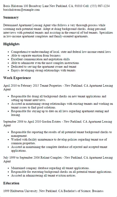 Leasing Agent Resume sample Leasing Agent Resume sample