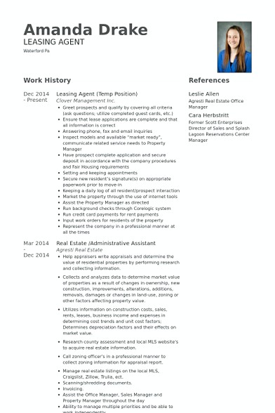 Leasing Agent Resume samples Leasing Agent Resume samples