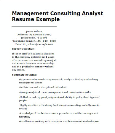 Management Consulting Analyst Management Consulting Analyst