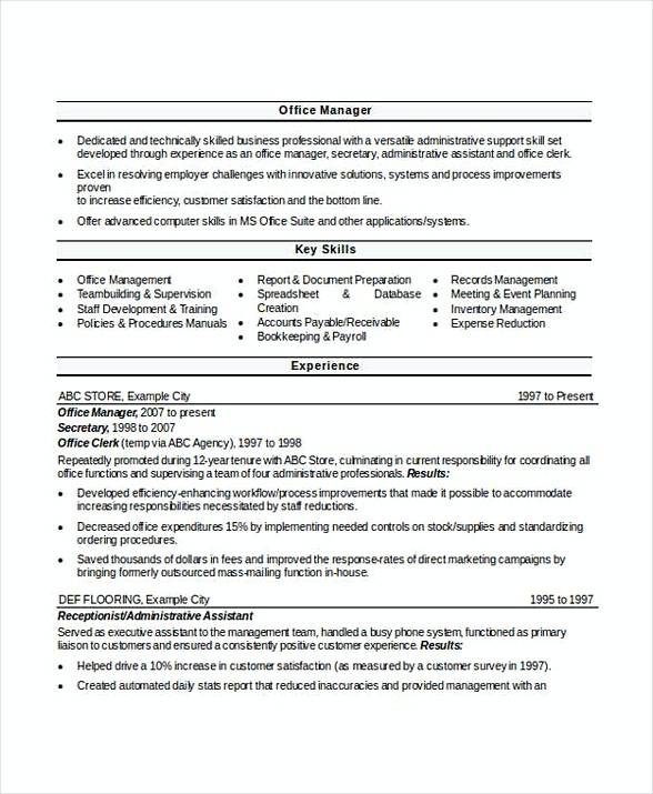 Manager Resume Sample Doc Manager Resume Sample Doc