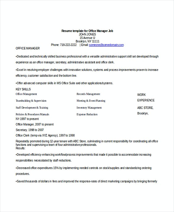 Office Manager Job Resume Office Manager Job Resume