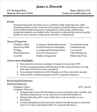 Production Manager Resume Format Production Manager Resume Format