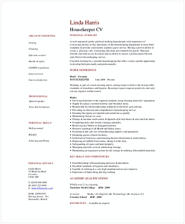 Professional HouseKeeper Resume Professional HouseKeeper Resume