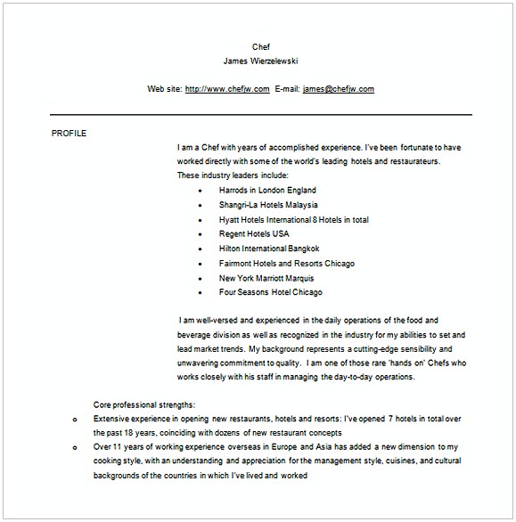 Proffesional Chef Resume Word Proffesional Chef Resume Word