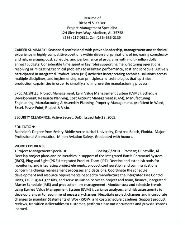 Project Management Specialist Resume Project Management Specialist Resume