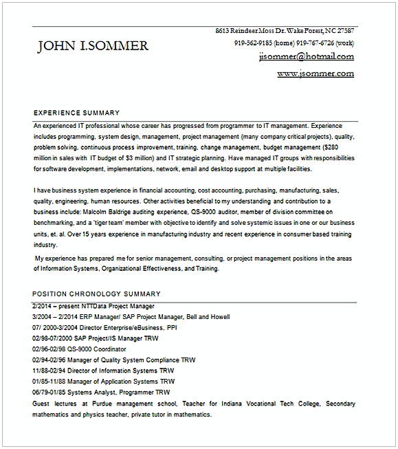 Project Manager Resume for SAP Word Project Manager Resume for SAP Word