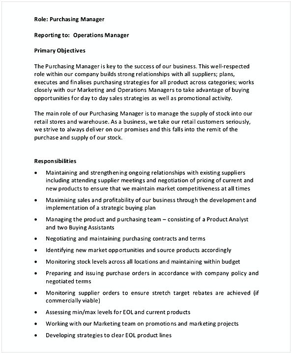 Purchasing Manager Executive Job Description Purchasing Manager Executive Job Description