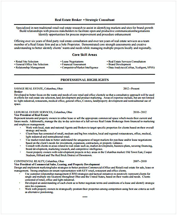 Real Estate Resume Real Estate Resume