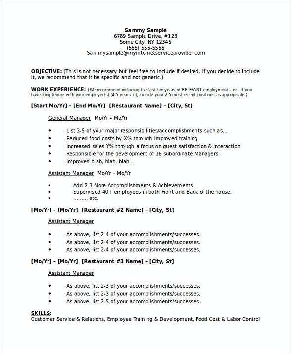 Restaurant Manager Business Plan Resume Restaurant Manager Business Plan Resume